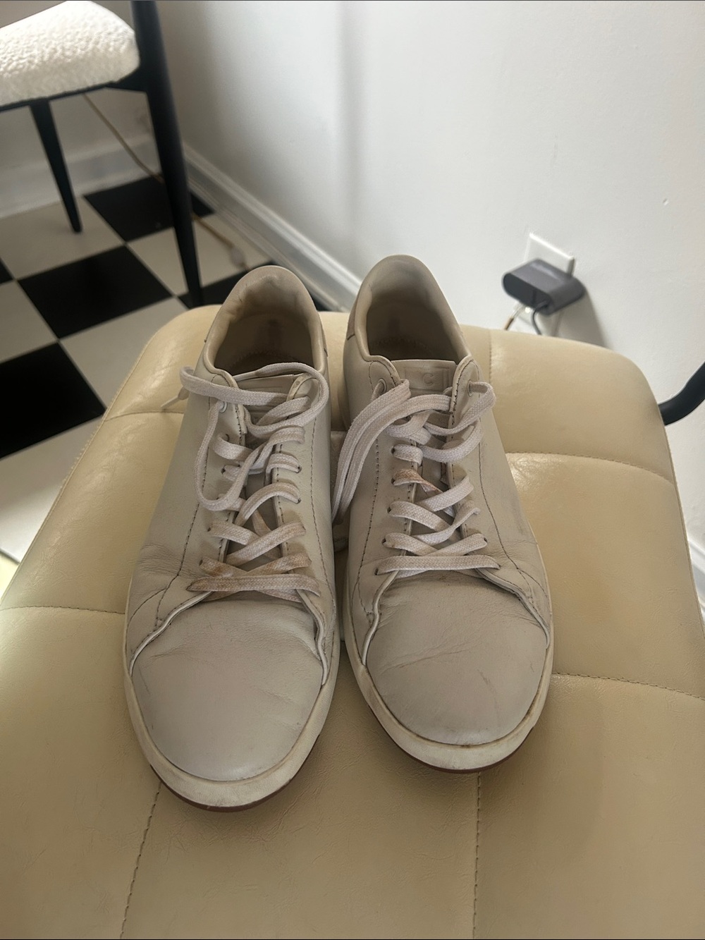 Cole Haan Cream Leather Low-Top Sneakers